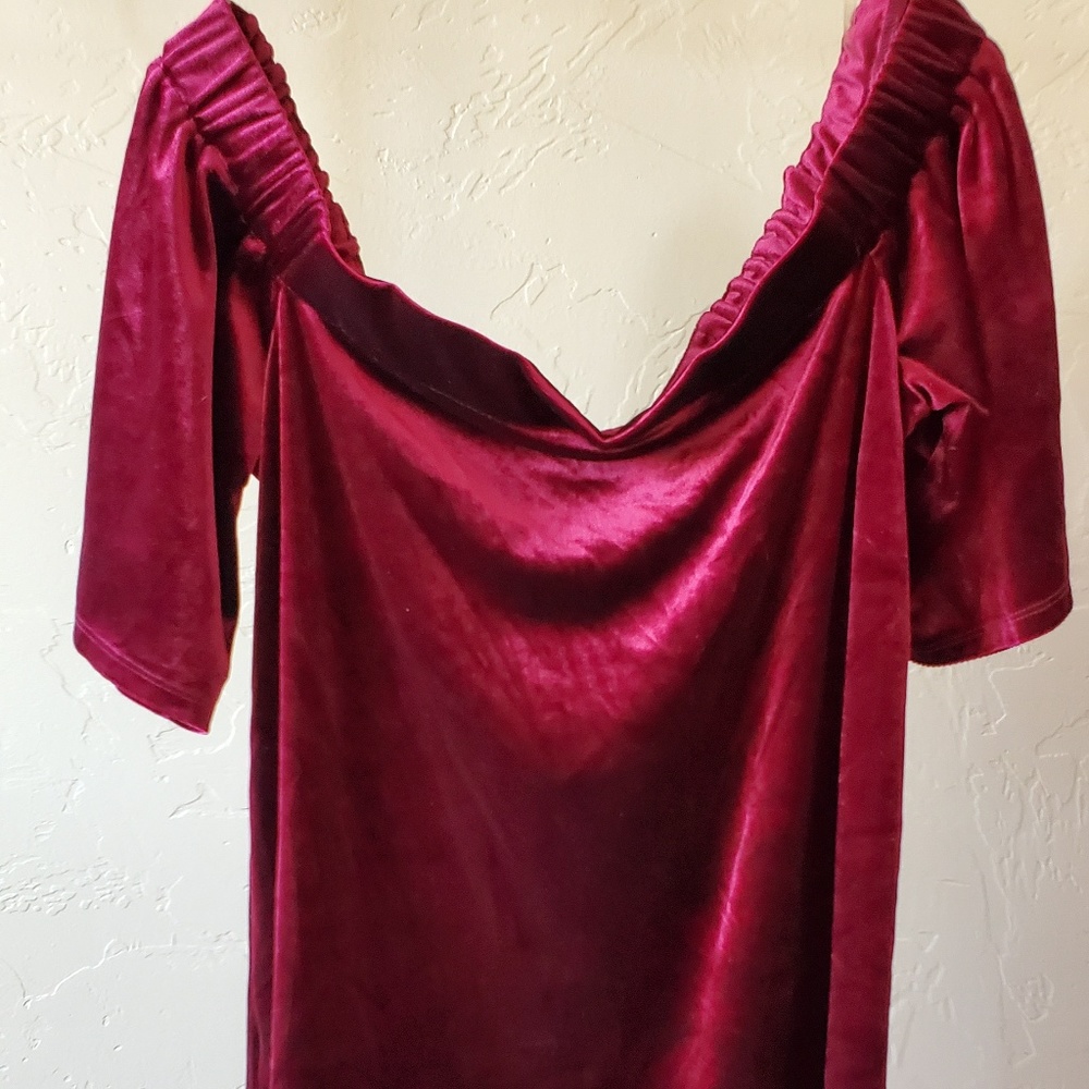 GB Juniors Velvet Off the Shoulder Red Dress